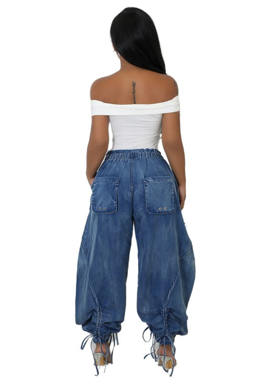 WOMEN FAHION HAREM STYLE DENIM PANTS