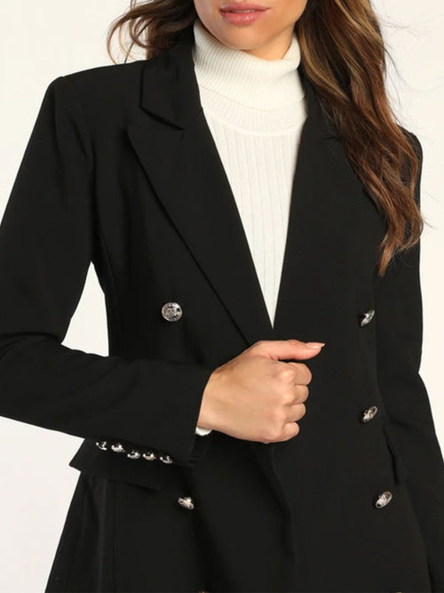 Lapel Collar Long Sleeve Blazer