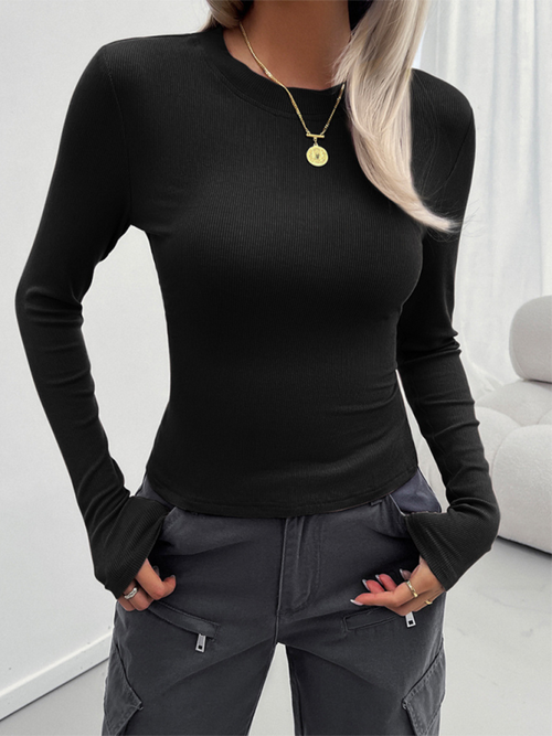 Women's Y2k Temperament Slim Round Neck Long Sleeve Top