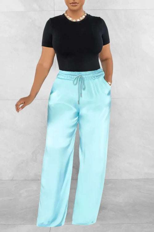 Casual Solid Basic Regular High Waist Conventional Solid Color Trousers