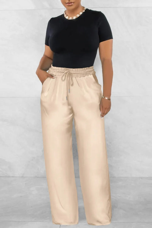 Casual Solid Basic Regular High Waist Conventional Solid Color Trousers