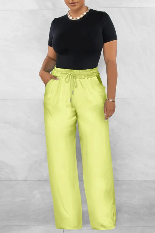 Casual Solid Basic Regular High Waist Conventional Solid Color Trousers